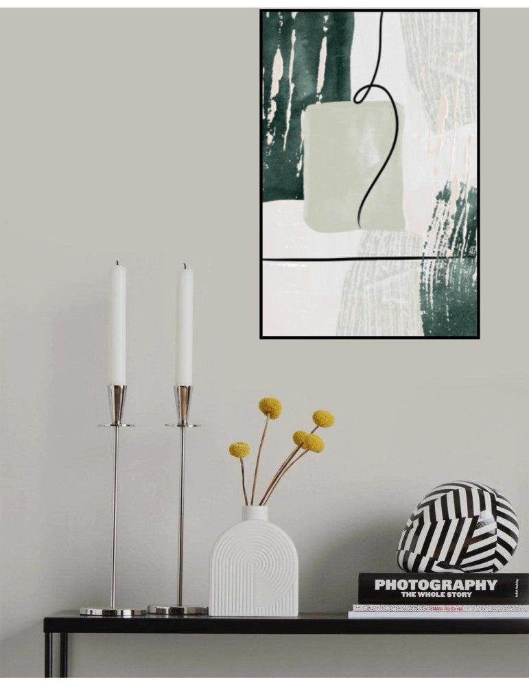 Abstract Shapes In Green-3 poster Sally AnnMoss