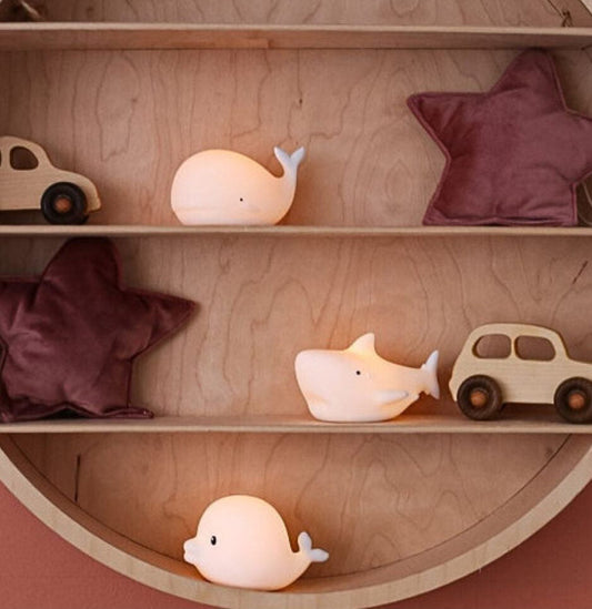 set med 3 vattentäta flytande lampor i silikon- Delfin, Val & Haj Click And Ship