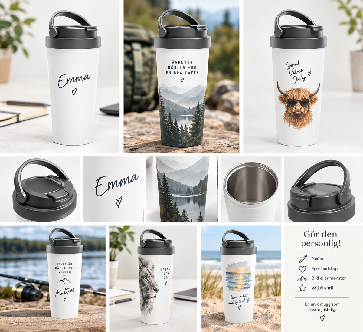 Personlig resemugg i rostfritt stål – 440 ml Click And Ship
