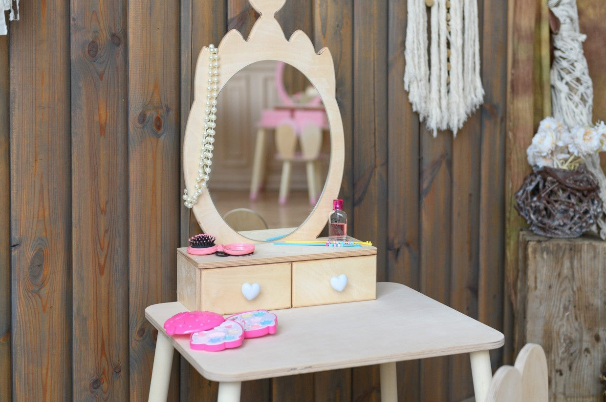 Princess Beauty Table with Mirror - Crown